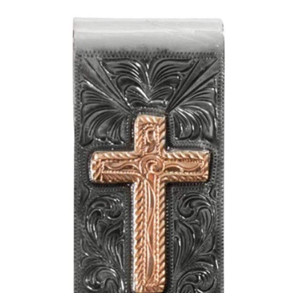 NEW 3D BELT COMPANY men's cross money clip wallet in mixed metal